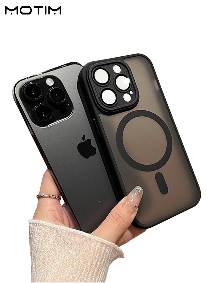 iPhone 16 Pro/16 Pro Max Magnetic Case, Clear Frosted Hard Back Cover, Anti-Drop Shockproof, Camera Lens Protection Cover, Anti-Fingerprint, Slim Protective Case for iPhone 16 Pro/16 Pro Max