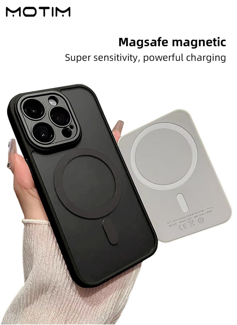 iPhone 16 Pro/16 Pro Max Magnetic Case, Clear Frosted Hard Back Cover, Anti-Drop Shockproof, Camera Lens Protection Cover, Anti-Fingerprint, Slim Protective Case for iPhone 16 Pro/16 Pro Max