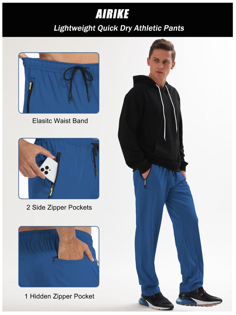 AIRIKE Mens Sweatpants with Pockets Quick Dry Water Resistant Polyester Lightweight Outdoor Athletic Workout Sports Pants Royal Blue - Image 3