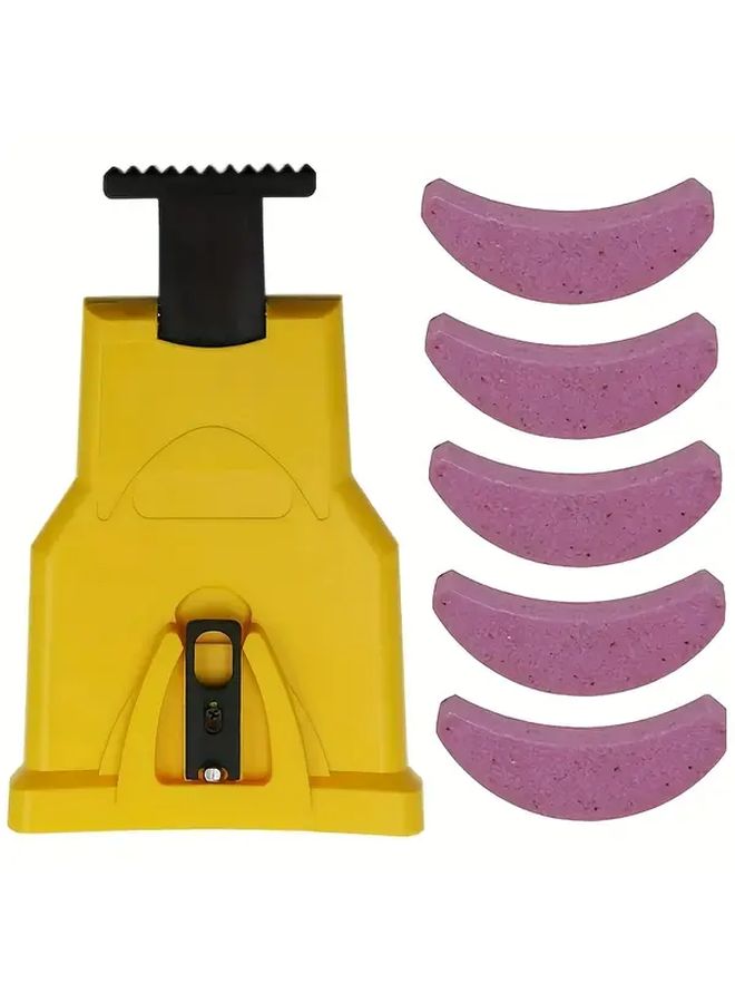 5pcs Chainsaw Teeth Sharpener Set Yellow Durable Plastic Bar Mount Chain Sharpener Tool Fast Grinding Easy Use For Outdoor Power Tools Chainsaw Maintenance - Image 4