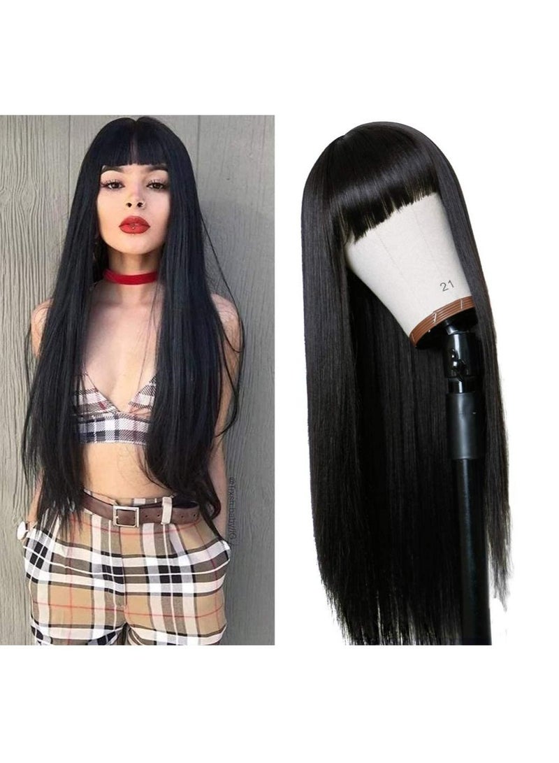 إستيل شعر مستعار ريمي طويل مستقيم من Estelle شعر مستعار أسود طبيعي مقاوم للحرارة شعر كامل شعر مستعار مع الانفجارات شعر مستعار للحفلات التأثيرية للنساء الموضة - Image 2