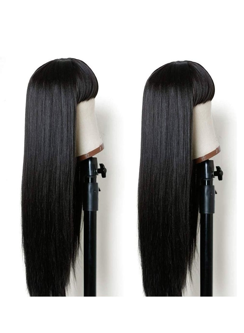 إستيل شعر مستعار ريمي طويل مستقيم من Estelle شعر مستعار أسود طبيعي مقاوم للحرارة شعر كامل شعر مستعار مع الانفجارات شعر مستعار للحفلات التأثيرية للنساء الموضة - Image 4