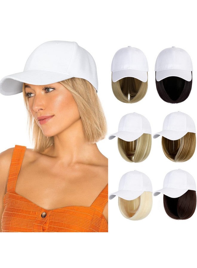 Lansigreen Baseball Cap With Hair Extensions Hat Wig Adjustable Hat Attached Short Straight 14" Synthetic Hairpiece For Women Ash Blonde Mix Bleach Blonde - Image 1