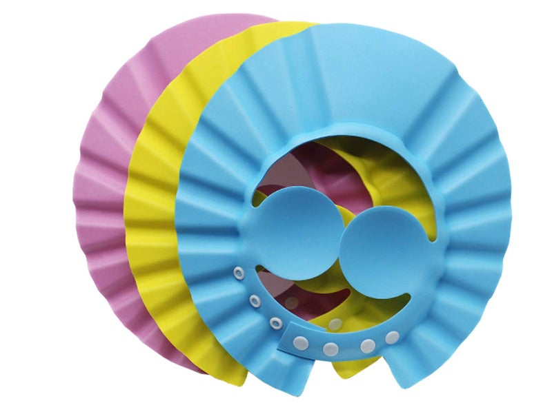 Happyupcity 3PCS Baby Bath Shower Shampoo Cap Adjustable Bathing Protection Cap Soft Waterproof Ear Protection Ear Eye Protection Hat Wash Hair Shield Visor Cap for Baby Kids Children (Style A) - Image 2