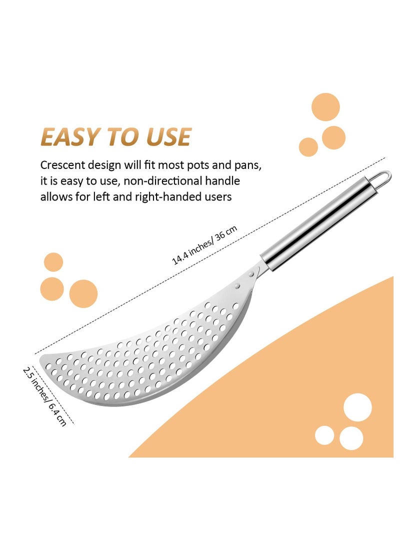 SYOSI - 2 Pieces Pot Strainer Stainless Steel Moon Pot Strainer Colander Pasta Drainer with Handle Pasta Strainer Pan Pot Strainer with Recessed Hand Grips Suitable for Different Sizes up to 10 Inches - Image 1