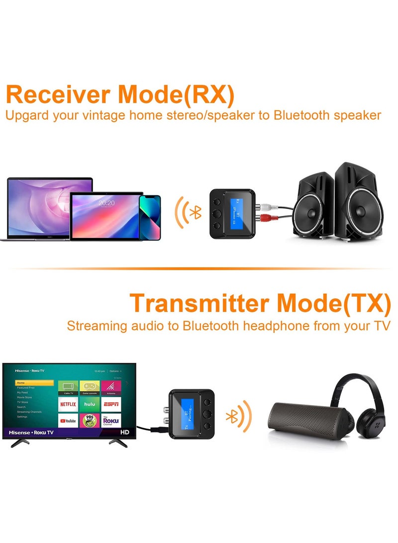 Bluetooth Transmitter Receiver, for TV Home Stereo, Long Range Bluetooth 5.0 Adapter, with 3D Surround aptX Low Latency Optical, for Home Stereo, Headphones, Speakers - Image 4