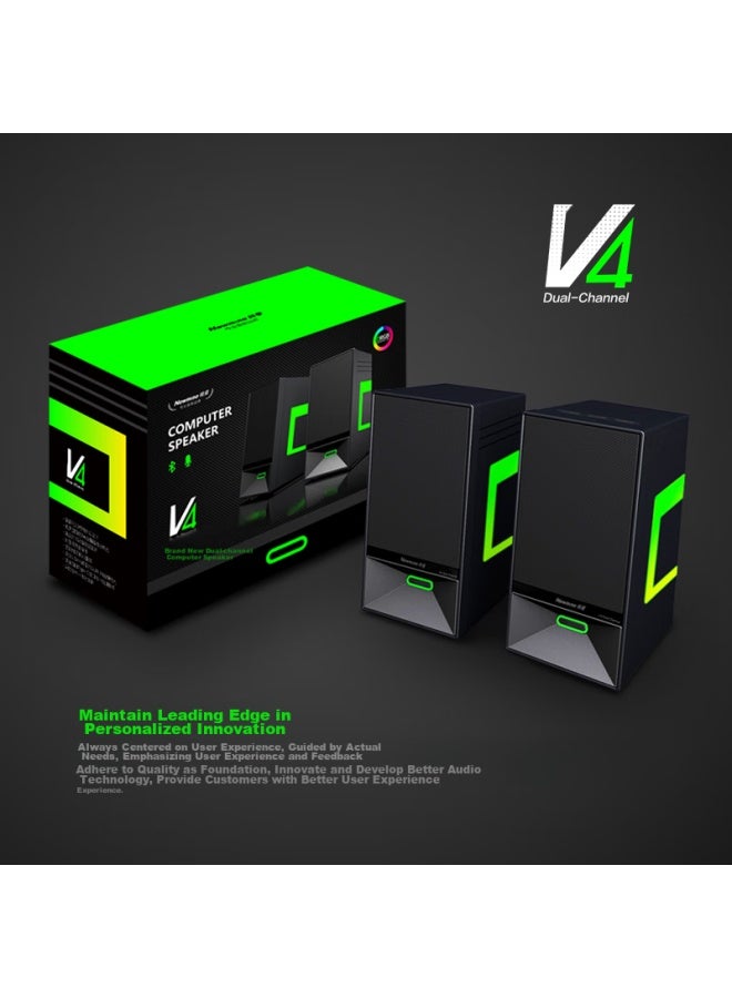 Newmine مكبرات صوت كمبيوتر V4، بلوتوث 5.3، ميكروفون داخلي للكمبيوتر المكتبي واللابتوب، أجواء ملونة RGB، صوت ستيريو، نظام مكبرات صوت مكتبي منزلي، أسود - Image 5
