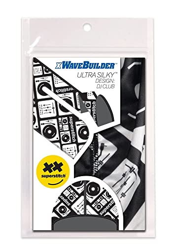 Superstitch Supersilky Ultra Silky Durag x Wavebuilder | 30+ Styles Premium Designer Durags for Men | 360 Waves |Black Turntable Pattern (DJ Club) - Image 3