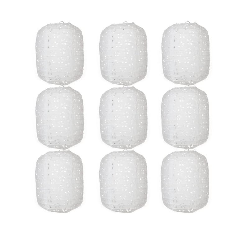 Aiminjey 10Pcs Chinese Paper Lanterns Hollow Out Hanging Asia Japanese White Paper Lamps 6 Inch Lanterns for Birthday Party Wedding Baby Shower Decoration Home Decor