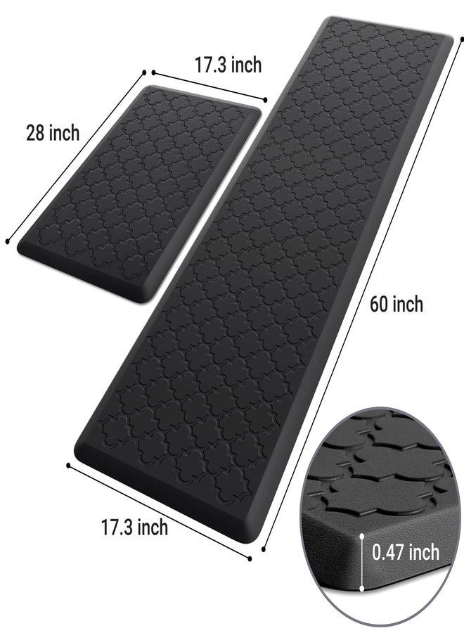 SoftDuo Kitchen Mat [2 PCS] Cushioned Anti-Fatigue Floor Mat, Waterproof Non-Skid Kitchen Mats and Rugs, Ergonomic Comfort Foam Kitchen Rugs, Standing Mat for Floor,Office, Sink(Black,17.3"x28"+17.3"x60") - Image 2