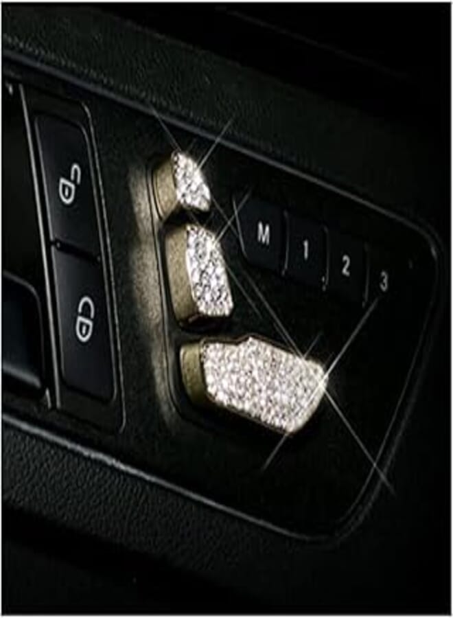 Compatible with 2008-2014 Mercedes C-Class 6 Piece Car Seat Control Button Cover - Gold