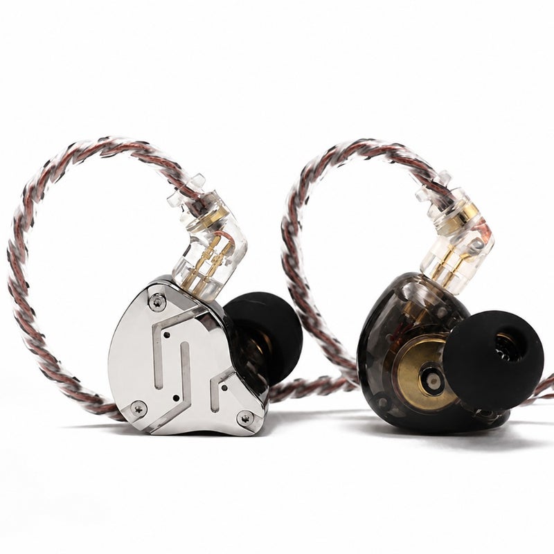 Gaming and HiFi in-ear monitors with stainless steel faceplate, black color, hybrid 5-driver 4BA+1DD design for precise sound staging and deep bass response - Image 1