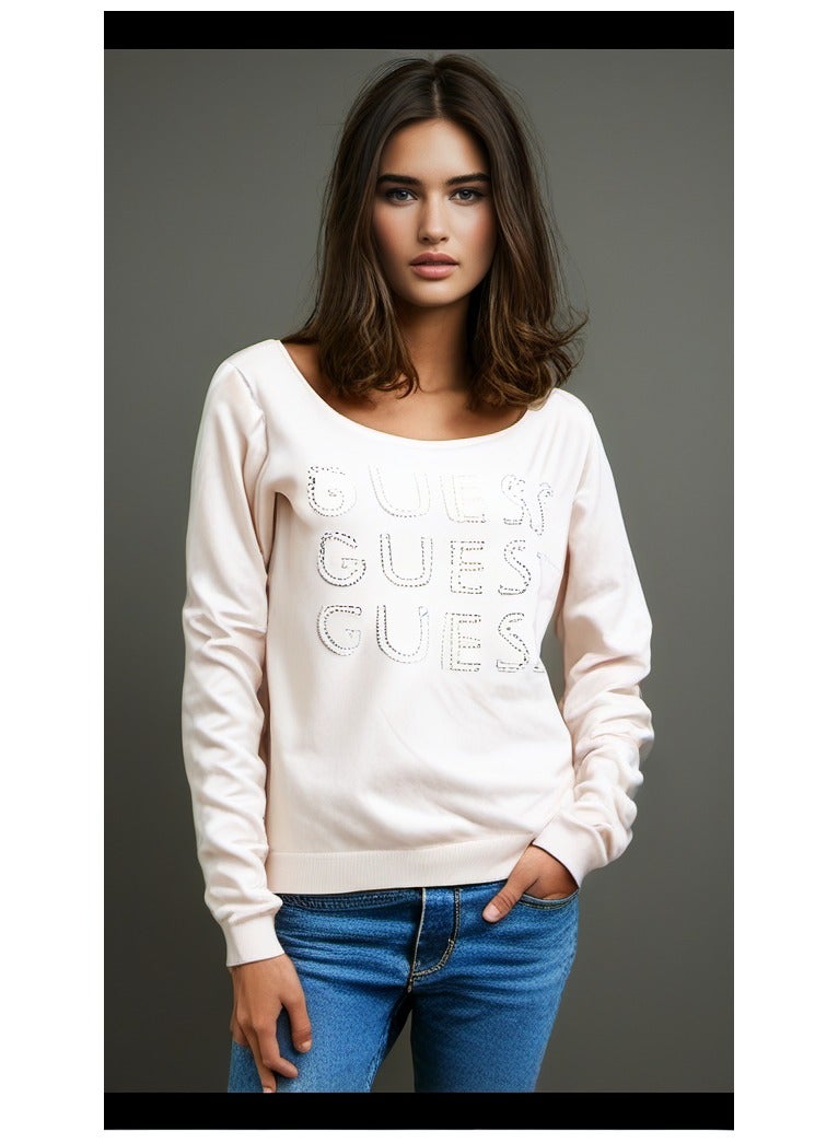 جس سترة نسائية طويلة الأكمام باللون الوردي من Guess - مقاس صغير - Image 1