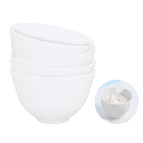 FERCAISH White Diy Face Mask Mixing Bowl Microwavable Silicone Facial Mud Bowl Cosmetic Beauty Tool for Home Salon4Pcs - Image 1
