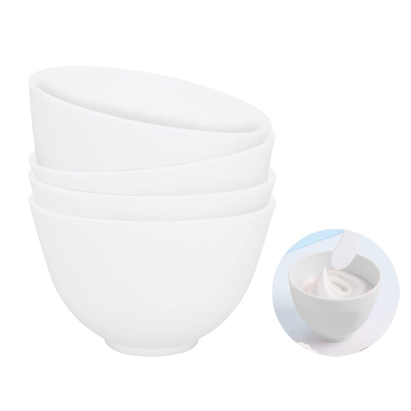 FERCAISH White Diy Face Mask Mixing Bowl Microwavable Silicone Facial Mud Bowl Cosmetic Beauty Tool for Home Salon4Pcs - Image 2
