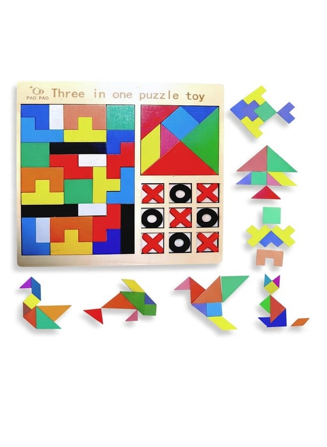 Clazic Wooden 3-in-1 Educational Puzzle Board-Montessori Multifunctional Learning Toy for Kids 3+ | Brain Teaser | Eduactional Toy for Boys and Girls | Skill-Building Activity (3 in 1 Puzzle) - Image 3