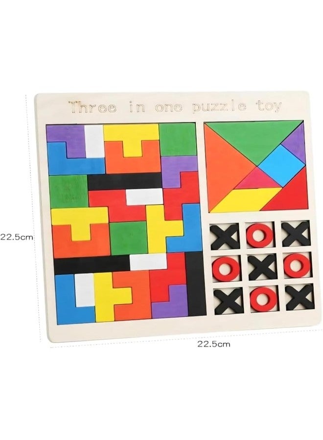 Clazic Wooden 3-in-1 Educational Puzzle Board-Montessori Multifunctional Learning Toy for Kids 3+ | Brain Teaser | Eduactional Toy for Boys and Girls | Skill-Building Activity (3 in 1 Puzzle) - Image 2