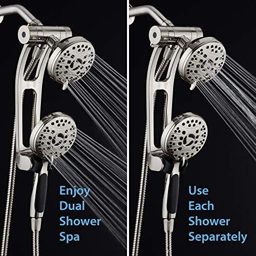 AquaSpa High Pressure 48-mode Luxury 3-way Combo with Adjustable Extension Arm – Dual Rain & Handheld Shower Head – Extra Long 6 Foot Stainless Steel Hose – All Brushed Nickel Finish – Top US Brand - Image 3