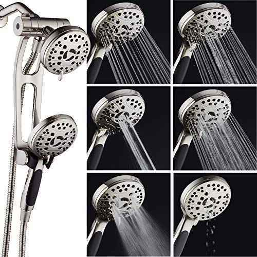 AquaSpa High Pressure 48-mode Luxury 3-way Combo with Adjustable Extension Arm – Dual Rain & Handheld Shower Head – Extra Long 6 Foot Stainless Steel Hose – All Brushed Nickel Finish – Top US Brand - Image 4