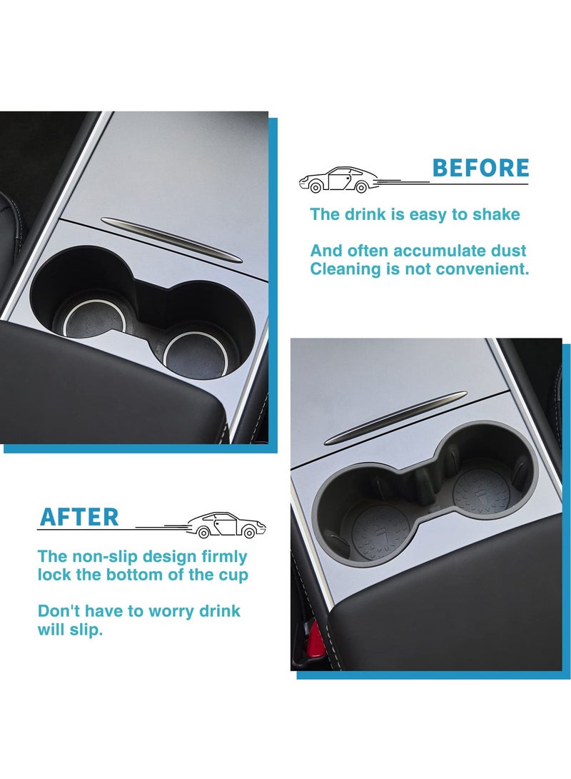 KASTWAVE Center Console Cup Holder Insert Compatible with Tesla Model 3 / Y Accessories Only Fit New Console (Gray) - Image 3