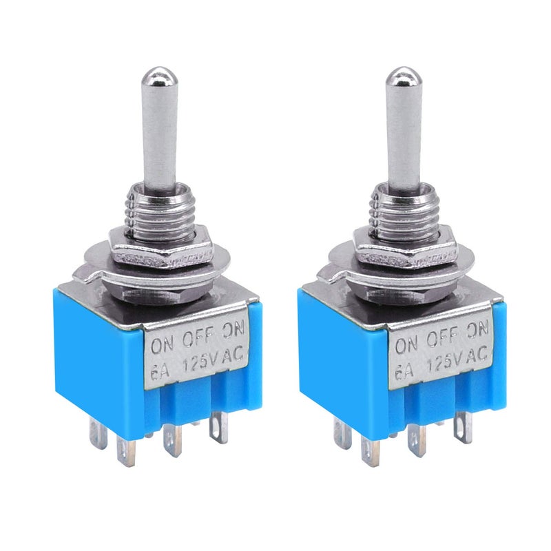Taiss 10pcs DPDT Mini Toggle Switch - 6-Pin 3 Position ON/Off/ON - 6A 125V MTS-203 - Image 3
