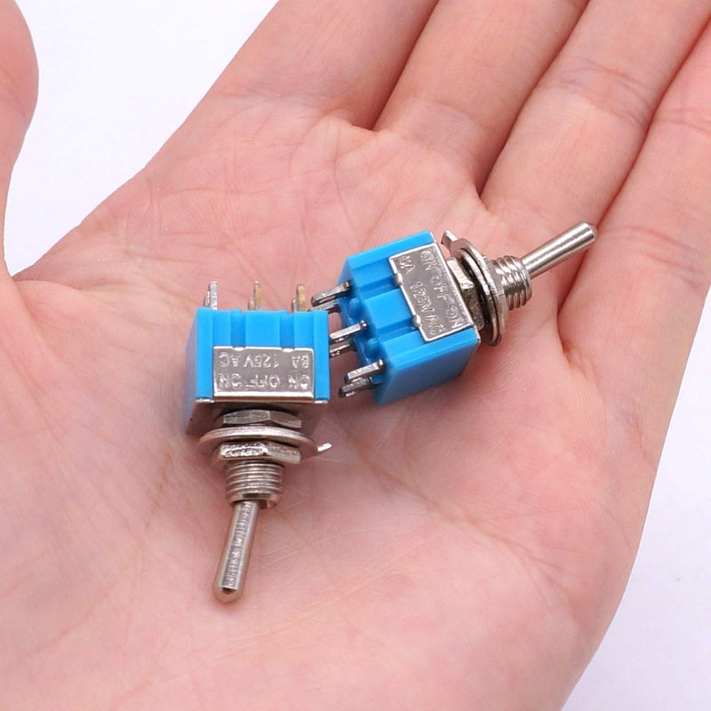 Taiss 10pcs DPDT Mini Toggle Switch - 6-Pin 3 Position ON/Off/ON - 6A 125V MTS-203 - Image 5
