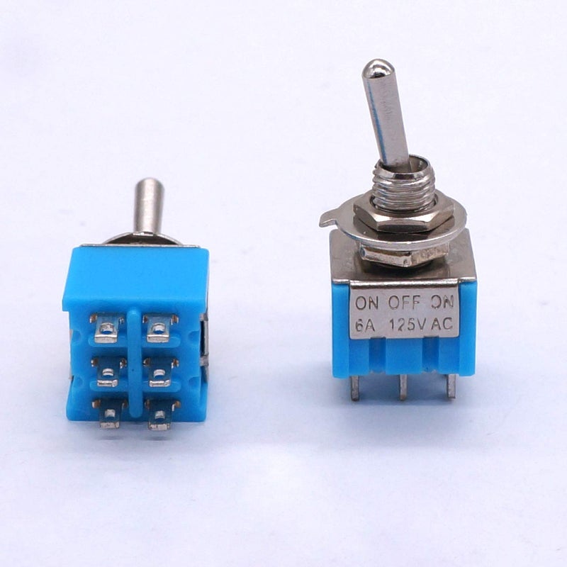 Taiss 10pcs DPDT Mini Toggle Switch - 6-Pin 3 Position ON/Off/ON - 6A 125V MTS-203 - Image 4