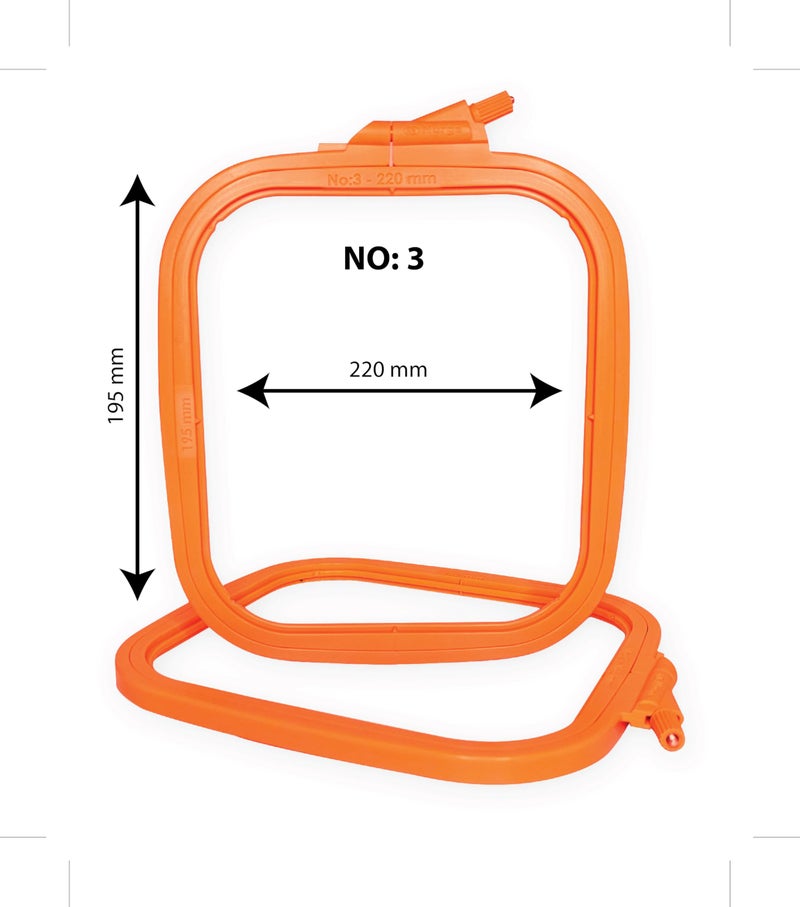 Nurge Square Embroidery Hoop - Plastic Cross Stitch Frame for Needlepoint & Embroidery - Adjustable Craft Hoop - Orange - Set of 4 - Image 5
