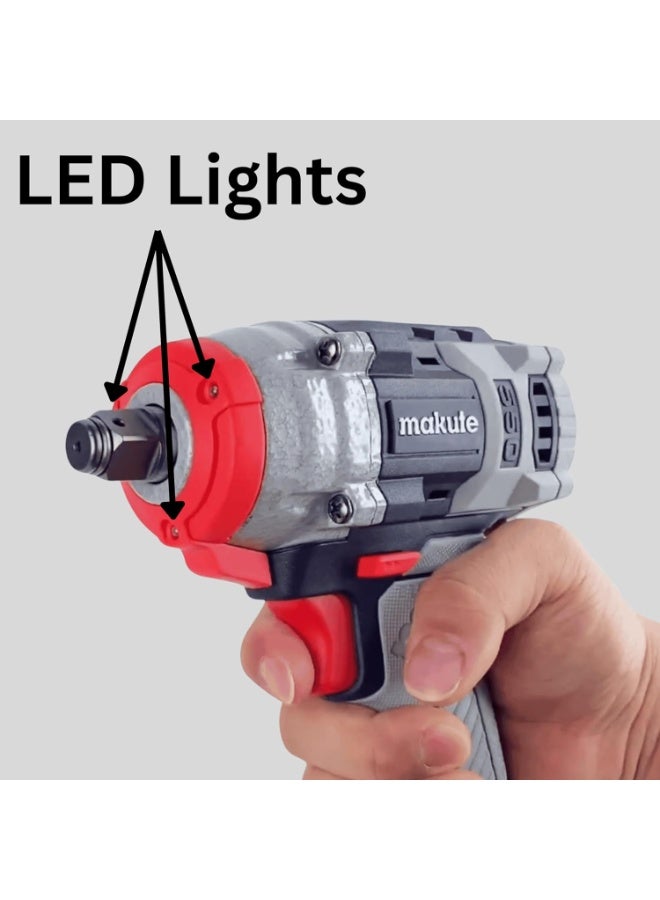 makute 20V Cordless Brushless Impact Wrench 550N.m with 2 x 4.0Ah Batteries & Fast Charger, Variable Speed 0-2600 RPM, Heavy Duty Electric Impact Gun for Automotive & Construction CCW121-550-2BL - Image 4