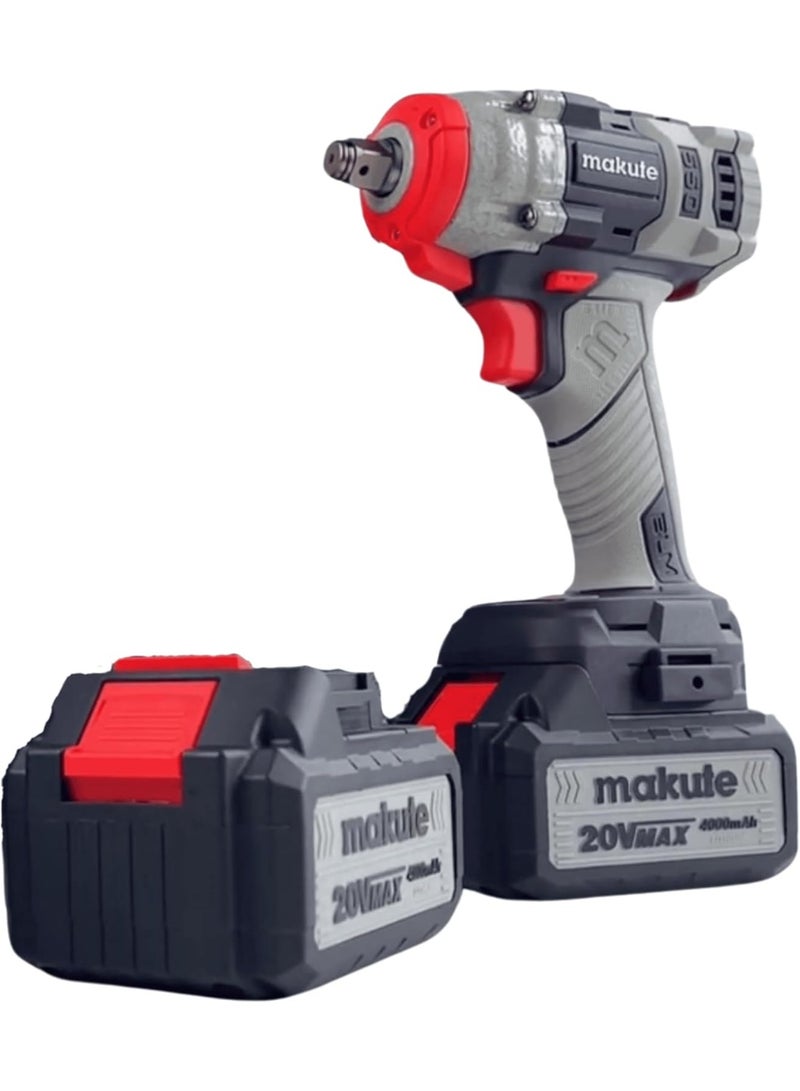 makute 20V Cordless Brushless Impact Wrench 550N.m with 2 x 4.0Ah Batteries & Fast Charger, Variable Speed 0-2600 RPM, Heavy Duty Electric Impact Gun for Automotive & Construction CCW121-550-2BL - Image 3