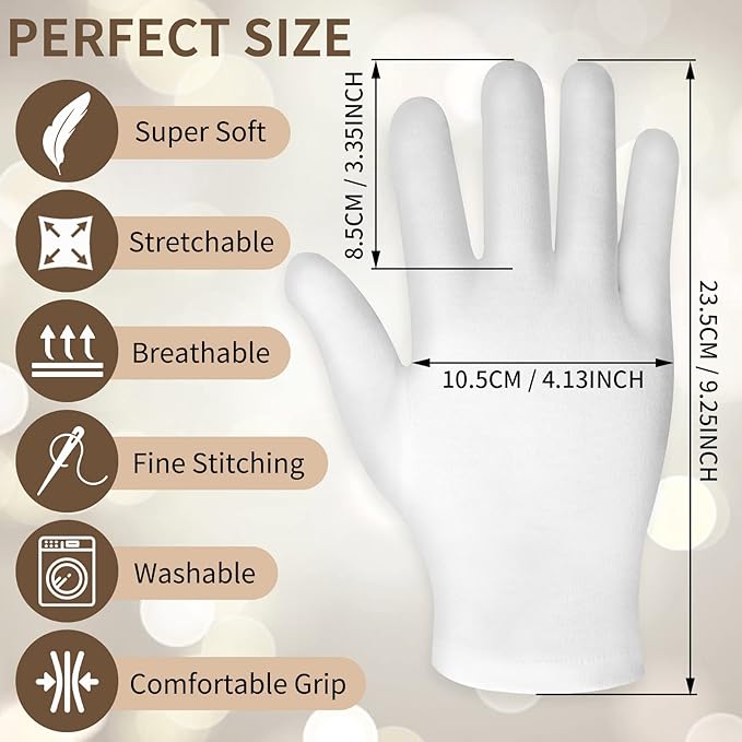 WLLHYF 2 Pairs Moisturizing Gloves White Cotton 360 Touch Screen Gloves for Women Men Overnight Bedtime Nighttime Lotion Dry Hands Spa Cosmetic Treatment Moisturizing Bathing Accessories Gloves - Image 2