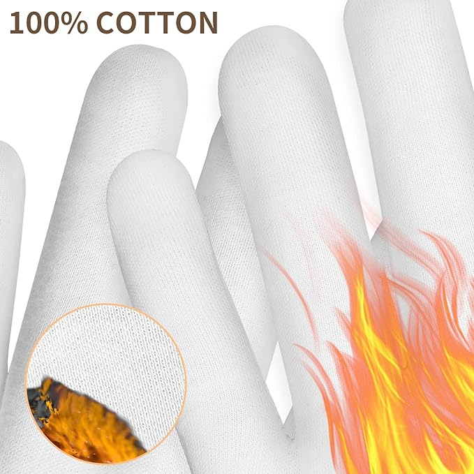 WLLHYF 2 Pairs Moisturizing Gloves White Cotton 360 Touch Screen Gloves for Women Men Overnight Bedtime Nighttime Lotion Dry Hands Spa Cosmetic Treatment Moisturizing Bathing Accessories Gloves - Image 4