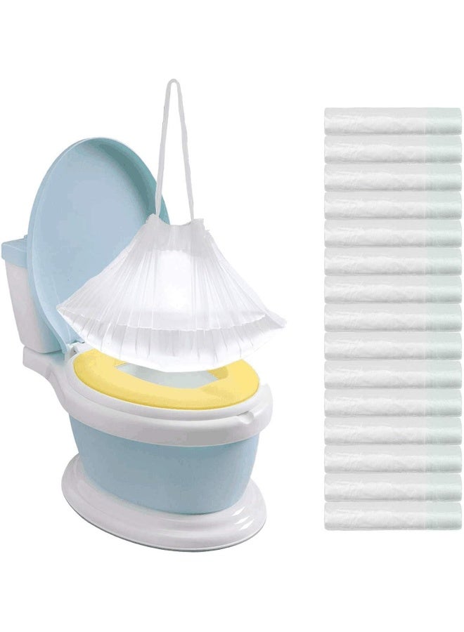 Tebery أكياس بطانة مقعد المرحاض المحمولة من تيبيري مع حبل سحب، أكياس بطانة المرحاض القابلة للتخلص منها لتدريب الأطفال على استخدام المرحاض (150 قطعة) - Image 1