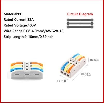 ZIVIK 3 in 3 Out Mini Compact Wire Connectors With Test Hole,10 Pcs Compact Lever Cable Nut Jointner, Universal Quick Wiring Cable Connection Push-in Conductor, Cable Conductor Clamp (10, 3 In 3 Out) - Image 2