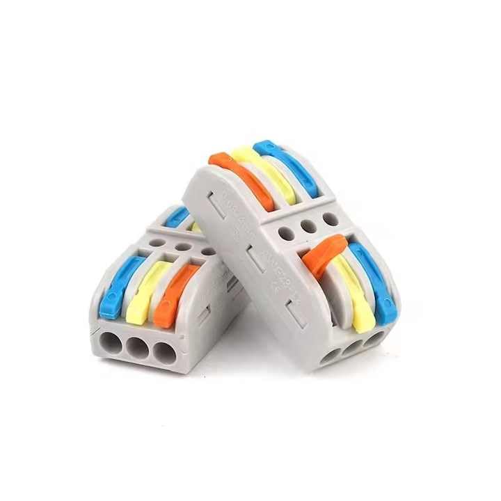 ZIVIK 3 in 3 Out Mini Compact Wire Connectors With Test Hole,10 Pcs Compact Lever Cable Nut Jointner, Universal Quick Wiring Cable Connection Push-in Conductor, Cable Conductor Clamp (10, 3 In 3 Out) - Image 1
