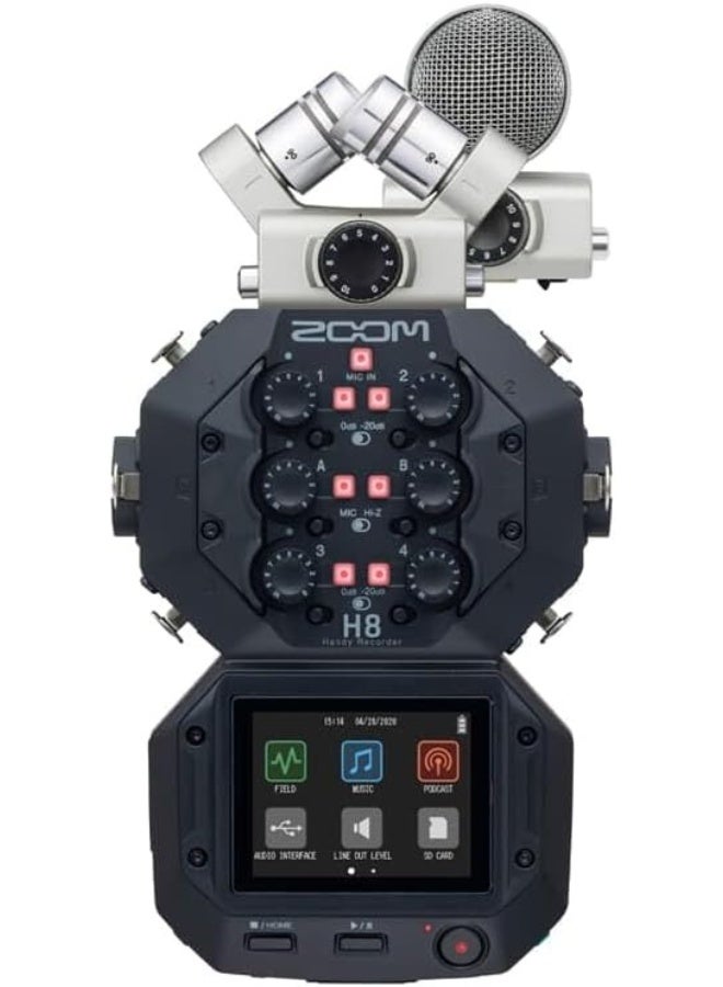 ZOOM H8+MS PACK PORTABLE 12-TRACK RECORDER Stereo Microphones, 6 Inputs, Touchscreen Interface, USB Audio Interface, Battery Powered, for Video, Podcasting, and Music - Image 2