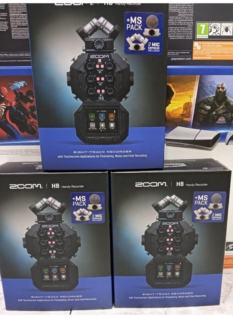 ZOOM H8+MS PACK PORTABLE 12-TRACK RECORDER Stereo Microphones, 6 Inputs, Touchscreen Interface, USB Audio Interface, Battery Powered, for Video, Podcasting, and Music - Image 1