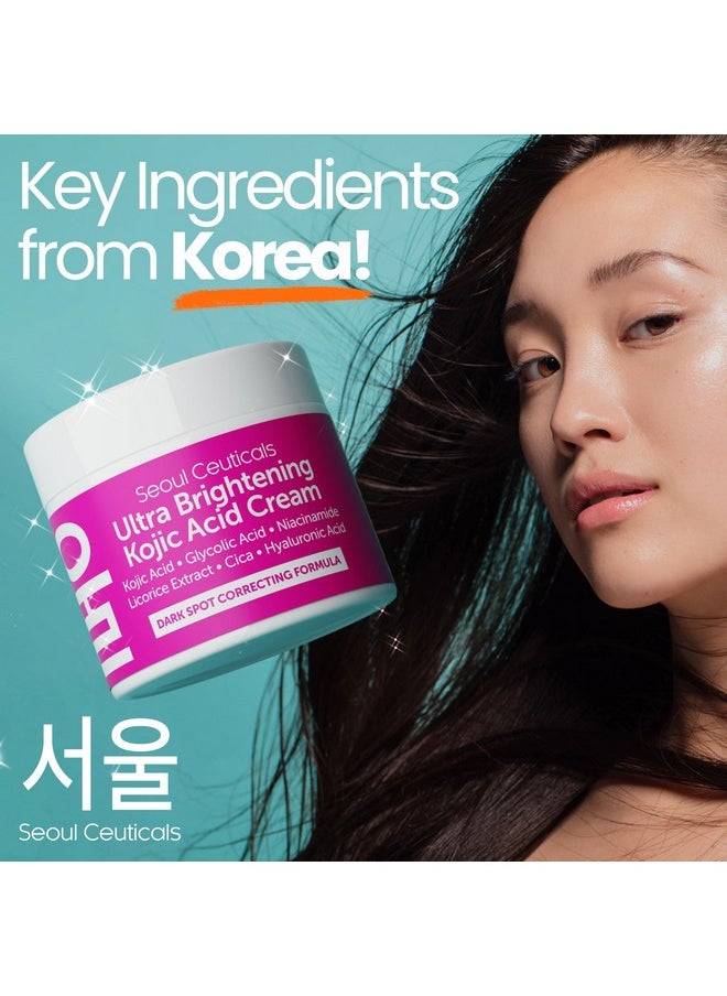 seoulceuticals SeoulCeuticals Korean Kojic Acid Cream Dark Spot Remover + Glycolic Acid + Niacinamide + Cica + HA Moisturizer - Cruelty Free K Beauty Skincare 2oz  - Image 4