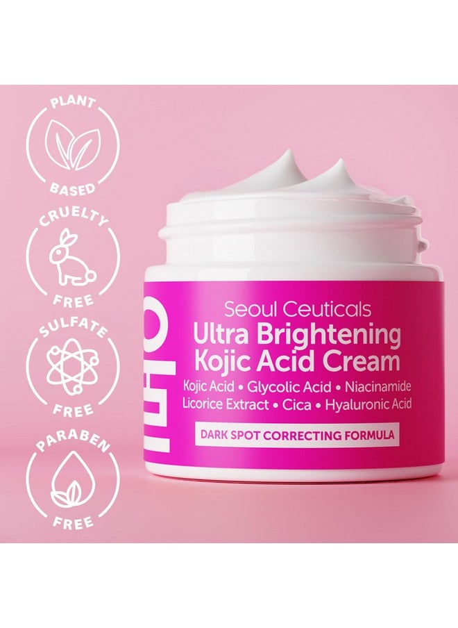 seoulceuticals SeoulCeuticals Korean Kojic Acid Cream Dark Spot Remover + Glycolic Acid + Niacinamide + Cica + HA Moisturizer - Cruelty Free K Beauty Skincare 2oz  - Image 5