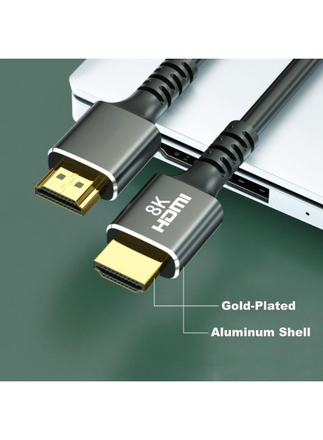 دايتويز كابل HDMI 2.1 ممتاز بدقة 8K بتردد 60 هرتز، فائق الوضوح، سرعة عالية 48 جيجابت في الثانية، مع إيثرنت، متوافق مع HDR10/4K للألعاب/تلفزيون 8K/PS5/Xbox، موصلات معدنية ودرع، بطول 0.5 متر.  - Image 2