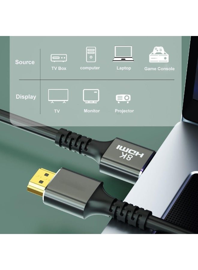 دايتويز كابل HDMI 2.1 ممتاز بدقة 8K بتردد 60 هرتز، فائق الوضوح، سرعة عالية 48 جيجابت في الثانية، مع إيثرنت، متوافق مع HDR10/4K للألعاب/تلفزيون 8K/PS5/Xbox، موصلات معدنية ودرع، بطول 0.5 متر.  - Image 3