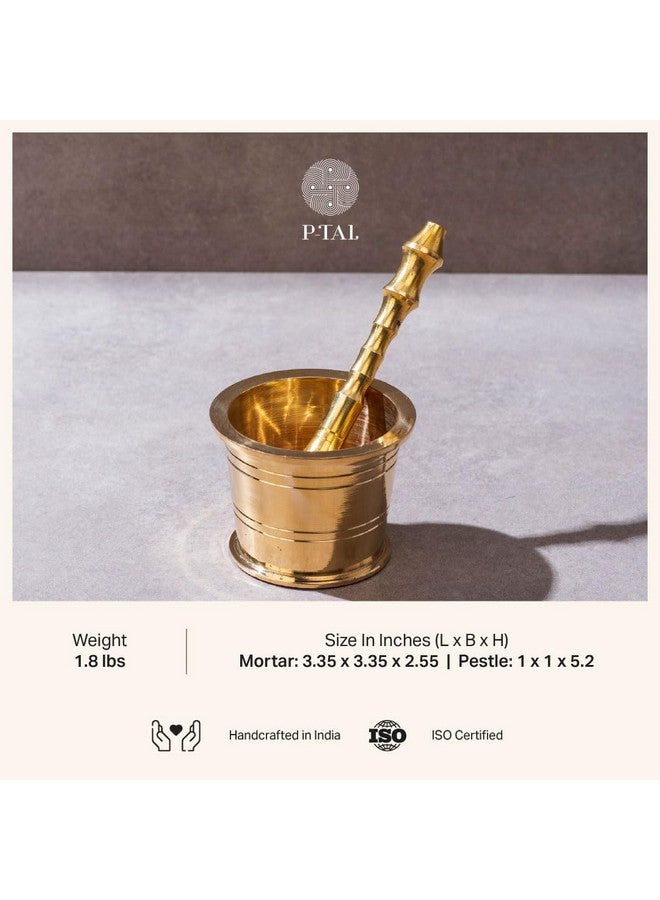 P-TAL Brass Mortar and Pestle Set - 100% Pure Okhli Imam Dasta for Kitchen Spices - Ptal Utensils - Image 3