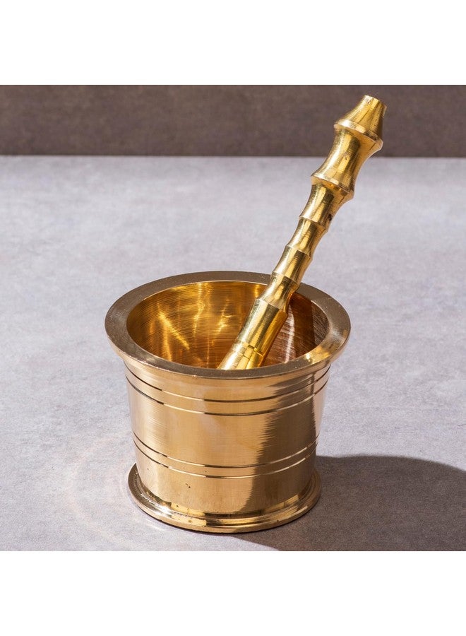 P-TAL Brass Mortar and Pestle Set - 100% Pure Okhli Imam Dasta for Kitchen Spices - Ptal Utensils - Image 1