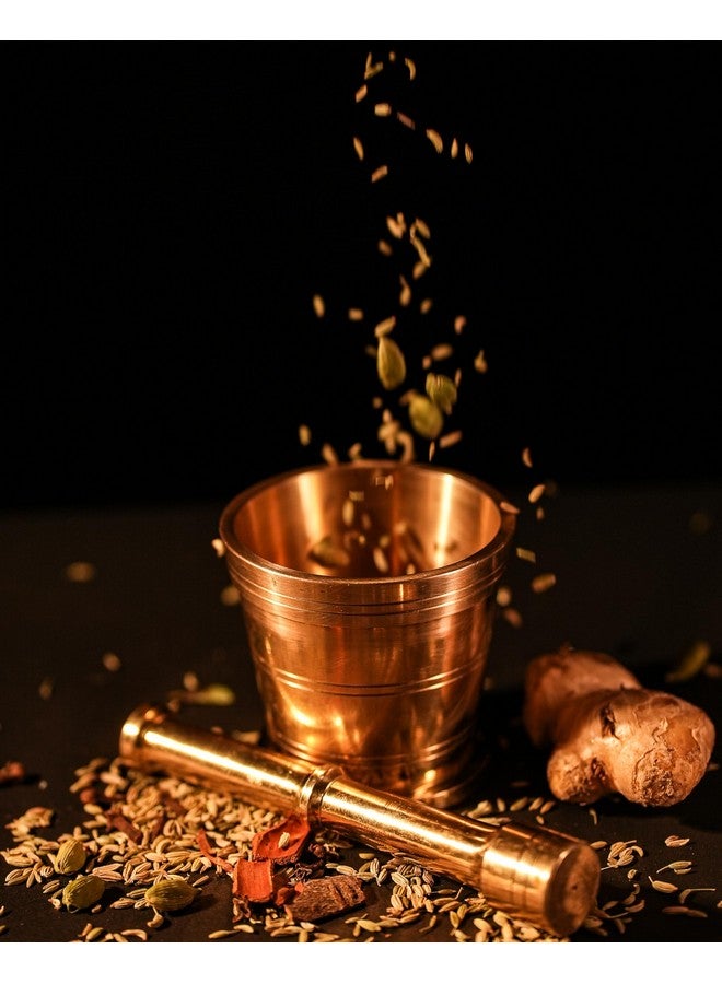 P-TAL Brass Mortar and Pestle Set - 100% Pure Okhli Imam Dasta for Kitchen Spices - Ptal Utensils - Image 2