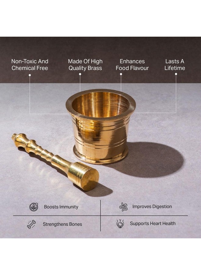 P-TAL Brass Mortar and Pestle Set - 100% Pure Okhli Imam Dasta for Kitchen Spices - Ptal Utensils - Image 4