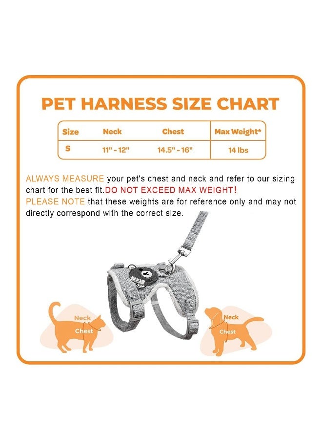 Small Dog Harnesses, Adjustable Soft Padded Pet Vest Harness and Lead Set for Puppy Cat Rabbit Small Pets, for Extra-Small/Small Medium Dogs, in Dog/Cat Harness and Leash Set for Walking(Grey,S)  - Image 4