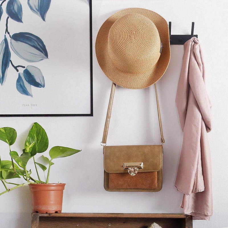 WEBI Coat Rack Wall Mounted,4 Coat Hooks for Hanging Coats,Hook Rack Rail Coat Hanger Wall Coat Rack with Hooks for Clothes,Black,2 Packs - Image 4