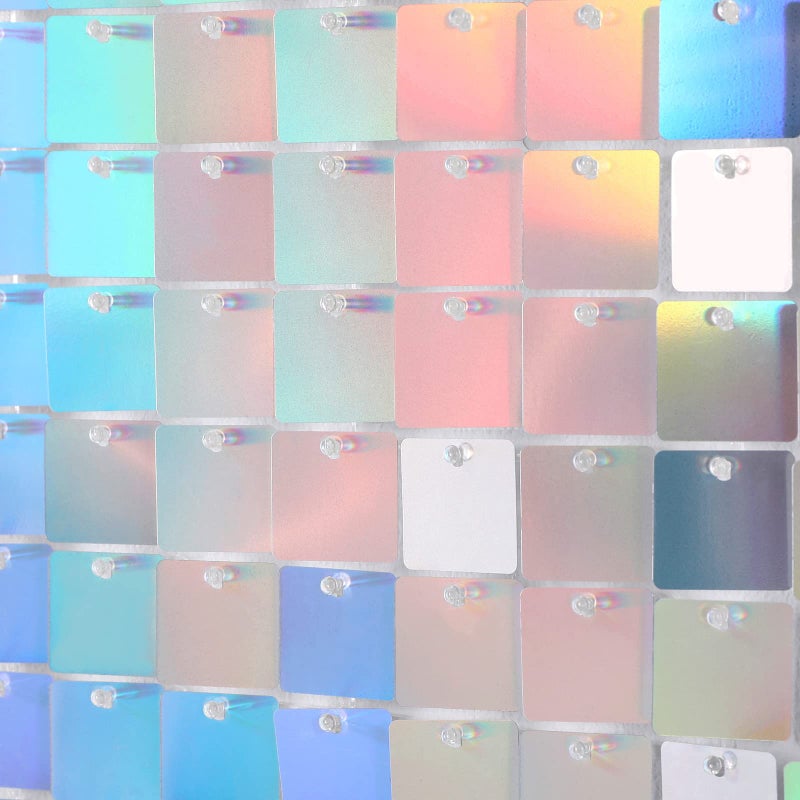 LuoluoHouse Shimmer Wall Backdrop Sequin Panels 24 Packs-Sparkly Backdrop for Bridal Shower Birthday Backgrounds Advertising Rainbow Silver Ceremony Wedding Parties Panel - Image 4