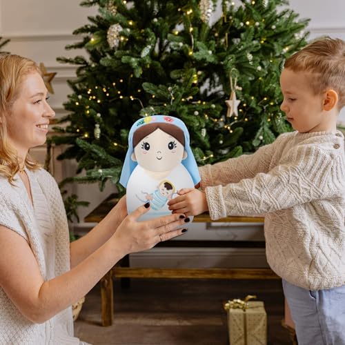 LeYoHa Mary Plush Nativity Scene Set Gift for Womens Day Baby Plush Soft Jesus Stuffed Animal Perfect Holiday Decor Christian Gift for Girl 10 Inch - Image 5