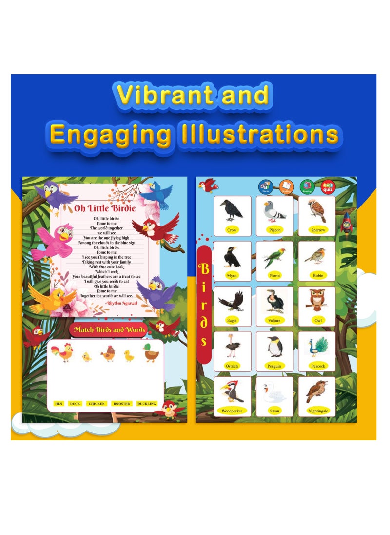 Kiddale Educational Musical Sound Book Toy for Kids 2-4 years| Farm Animals, Wild Animals, Aquatic Animals, Birds, Animal Young Ones with Activities like Drawing, Coloring, Puzzle, Rhymes, Stories, Poems  - Image 2